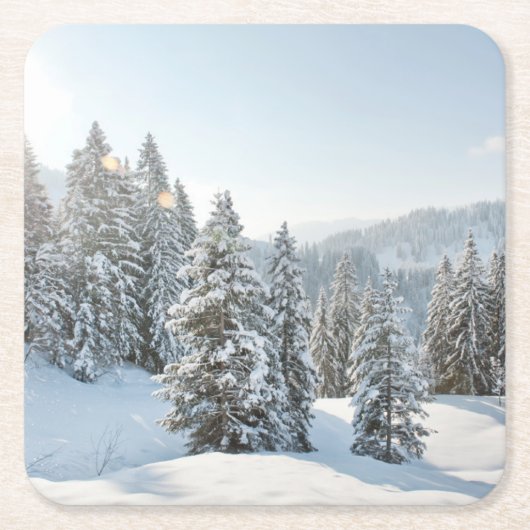 氷と雪 | Allgau Bavaria南ドイツ スクエアペーパーコースター (正面)