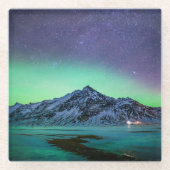 氷と雪 | Aurora Borealis Milky Wayアイスランド ガラスコースター (正面)