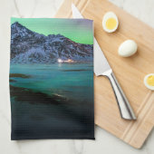 氷と雪 | Aurora Borealis Milky Wayアイスランド キッチンタオル (四つ折り)