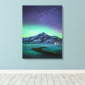 氷と雪 | Aurora Borealis Milky Wayアイスランド キャンバスプリント (インサイチュ (ウッドフロア))