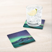氷と雪 | Aurora Borealis Milky Wayアイスランド スクエアペーパーコースター (インサイチュ)