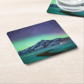氷と雪 | Aurora Borealis Milky Wayアイスランド スクエアペーパーコースター (アングル)