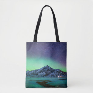 氷と雪   Aurora Borealis Milky Wayアイスランド トートバッグ
