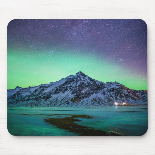 氷と雪 | Aurora Borealis Milky Wayアイスランド マウスパッド (正面)