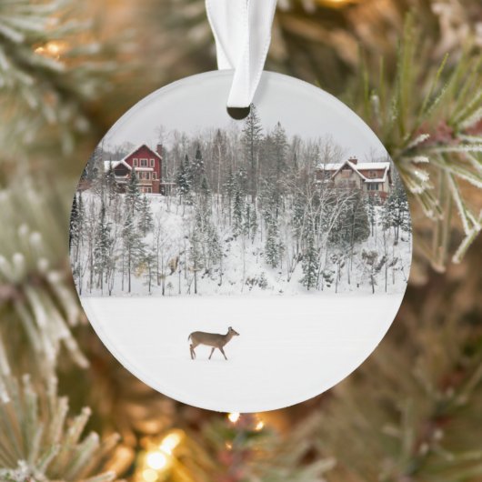 氷と雪 Deer in Snow Quebec，カナダ オーナメント (ツリー)
