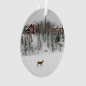 氷と雪 Deer in Snow Quebec，カナダ オーナメント (正面)