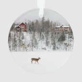 氷と雪 Deer in Snow Quebec，カナダ オーナメント (裏面)