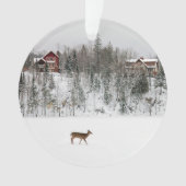 氷と雪 Deer in Snow Quebec，カナダ オーナメント (正面)