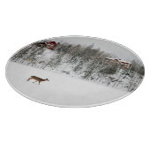 氷と雪 Deer in Snow Quebec，カナダ カッティングボード (角)