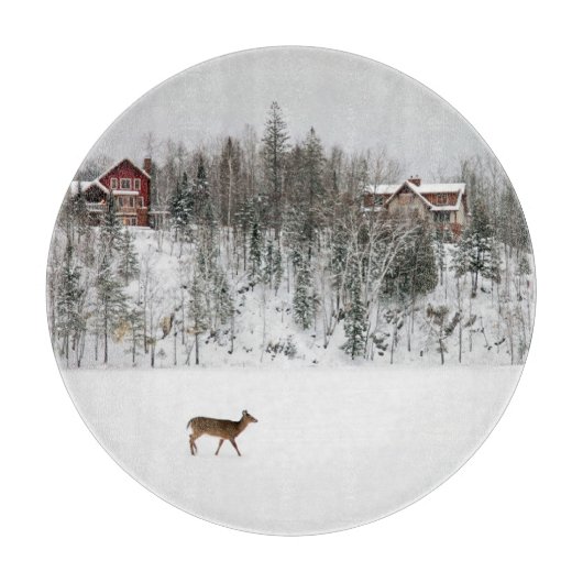 氷と雪 Deer in Snow Quebec，カナダ カッティングボード (正面)
