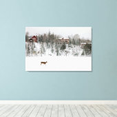 氷と雪 Deer in Snow Quebec，カナダ キャンバスプリント (インサイチュ (ウッドフロア))