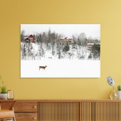 氷と雪 Deer in Snow Quebec，カナダ キャンバスプリント (インサイチュ (リビング))