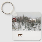 氷と雪 Deer in Snow Quebec,カナダ キーホルダー (正面)