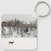 氷と雪 Deer in Snow Quebec,カナダ キーホルダー (裏面)
