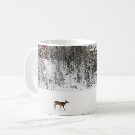氷と雪 Deer in Snow Quebec，カナダ コーヒーマグカップ (正面左)