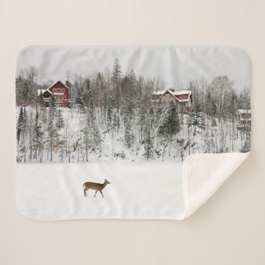 氷と雪 Deer in Snow Quebec，カナダ シェルパブランケット (正面(横))