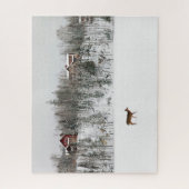 氷と雪 Deer in Snow Quebec，カナダ ジグソーパズル (縦)