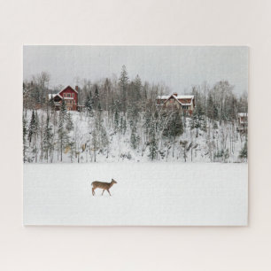 氷と雪 Deer in Snow Quebec,カナダ ジグソーパズル