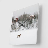 氷と雪 Deer in Snow Quebec,カナダ スクエア壁時計 (傾斜)