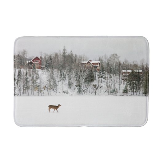 氷と雪 Deer in Snow Quebec，カナダ バスマット (正面)
