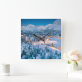 氷と雪 | Graubunden, Engadin，スイス スクエア壁時計 (ホーム)