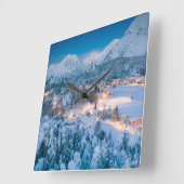 氷と雪 | Graubunden, Engadin，スイス スクエア壁時計 (傾斜)