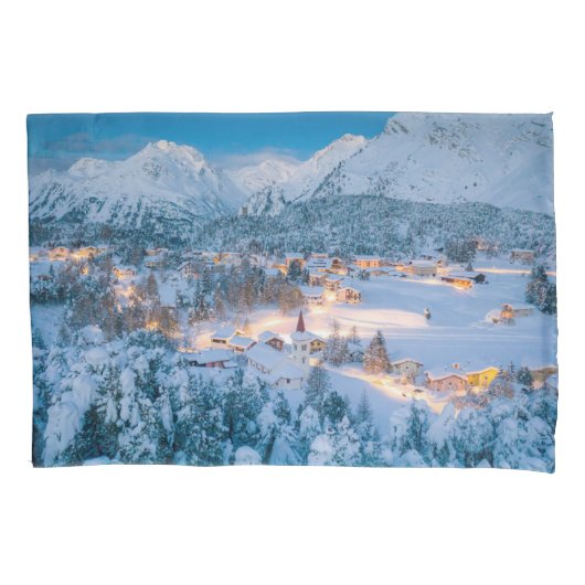 氷と雪 | Graubunden, Engadin,スイス 枕カバー (正面)