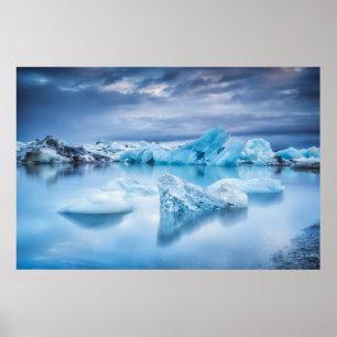 氷と雪 Jokulsarlon Lagoon,アイスランド ポスター