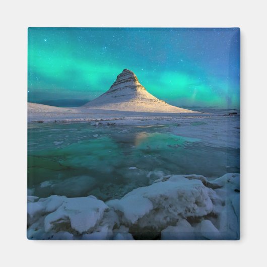 氷と雪 | Kirkjufall Mountain，アイスランド マグネット (正面)