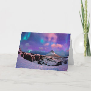 氷と雪 Northern Lights, Kirkjufall Mountain カード