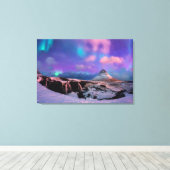 氷と雪 | Northern Lights, Kirkjufall Mountain キャンバスプリント (インサイチュ (ウッドフロア))