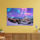 氷と雪 | Northern Lights, Kirkjufall Mountain キャンバスプリント (インサイチュ (リビング))