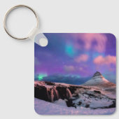 氷と雪 | Northern Lights, Kirkjufall Mountain キーホルダー (正面)