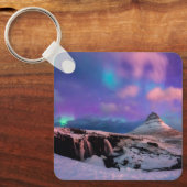 氷と雪 | Northern Lights, Kirkjufall Mountain キーホルダー (正面)