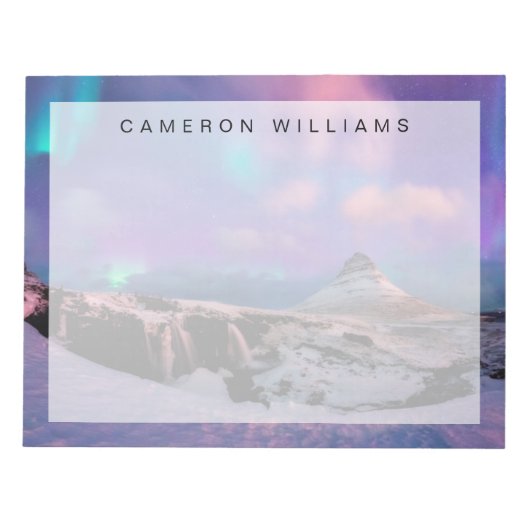 氷と雪 | Northern Lights, Kirkjufall Mountain ノートパッド (正面)