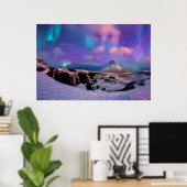 氷と雪 | Northern Lights, Kirkjufall Mountain ポスター (ホームオフィス)
