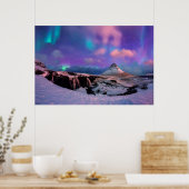 氷と雪 | Northern Lights, Kirkjufall Mountain ポスター (キッチン)