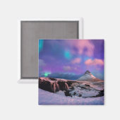氷と雪 | Northern Lights, Kirkjufall Mountain マグネット (正面/裏面)