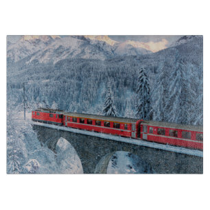 氷と雪 Red Bernina 表現 Train Switzerland Red Bernina カッティングボード