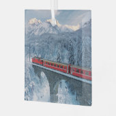 氷と雪 Red Bernina 表現 Train Switzerland | Red Bernina ガラスオーナメント (正面左)