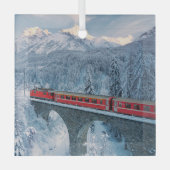氷と雪 Red Bernina 表現 Train Switzerland | Red Bernina ガラスオーナメント (正面)