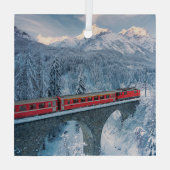 氷と雪 Red Bernina 表現 Train Switzerland | Red Bernina ガラスオーナメント (裏面)