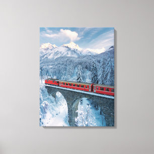 氷と雪 Red Bernina 表現 Train Switzerland Red Bernina キャンバスプリント
