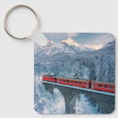 氷と雪 Red Bernina 表現 Train Switzerland | Red Bernina キーホルダー (正面)