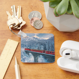 氷と雪 Red Bernina 表現 Train Switzerland Red Bernina キーホルダー