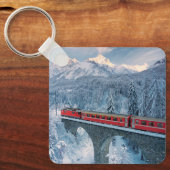 氷と雪 Red Bernina 表現 Train Switzerland | Red Bernina キーホルダー (正面)