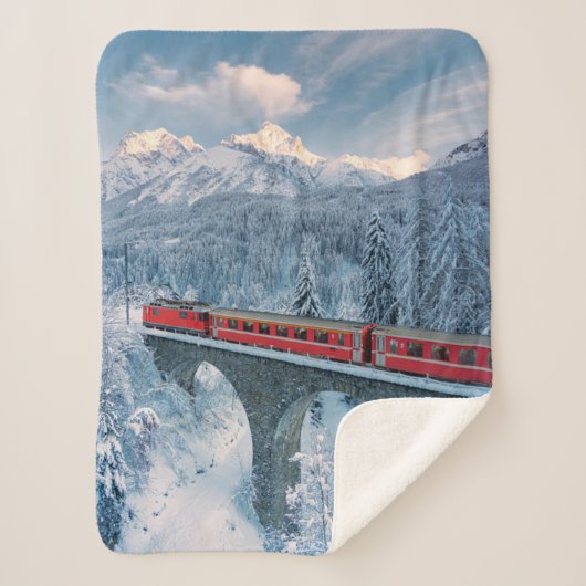 氷と雪 Red Bernina 表現 Train Switzerland | Red Bernina シェルパブランケット (正面)