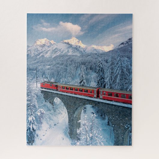 氷と雪 Red Bernina 表現 Train Switzerland | Red Bernina ジグソーパズル (縦)