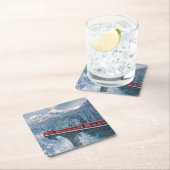 氷と雪 Red Bernina 表現 Train Switzerland | Red Bernina スクエアペーパーコースター (インサイチュ)