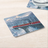 氷と雪 Red Bernina 表現 Train Switzerland | Red Bernina スクエアペーパーコースター (アングル)